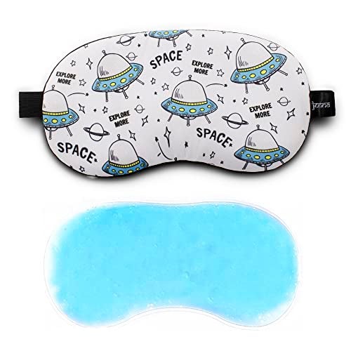 Jenna Unisex Printed Comfortable Sleeping Relief Eye Mask With Adjustable Strap & Blindfold With Gel (White) - Image 1