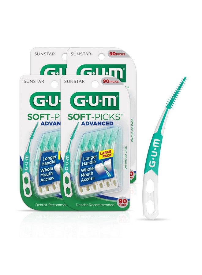 جم أعواد تنظيف الأسنان GUM Soft-Picks المتطورة سهلة الاستخدام لتنظيف الأسنان وصحة اللثة، فرشاة أسنان للاستخدام مرة واحدة مع حقيبة حمل مريحة، أعواد تنظيف أسنان موصى بها من قبل أطباء الأسنان، 90 قطعة (عبوة من 4 قطع) - Image 1