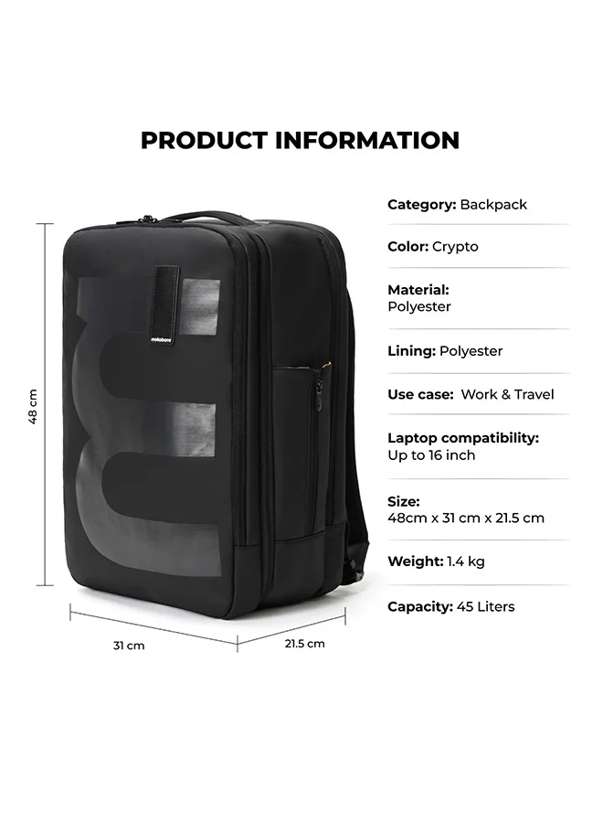 Mokobara The EM Travel Backpack 45L Premium 16" Unisex Multipurpose Backpack (Black)