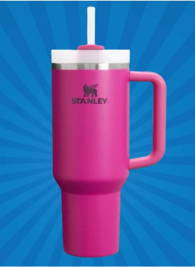 Stanley - H2.0 Tumbler With Handle & Straw 40oz – Vacuum Insulated Stainless Steel Travel Mug With Twist-On 3-Way Lid – Keeps Drinks Hot Or Cold For Hours – Leak-Resistant, BPA-Free Reusable Cup – Fits Most Car Cupholders – Fuchsia Color - Image 1
