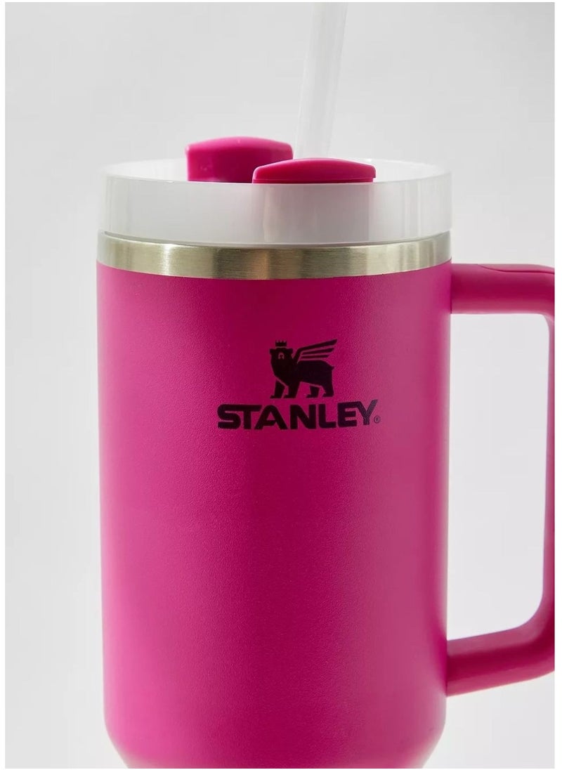 Stanley - H2.0 Tumbler With Handle & Straw 40oz – Vacuum Insulated Stainless Steel Travel Mug With Twist-On 3-Way Lid – Keeps Drinks Hot Or Cold For Hours – Leak-Resistant, BPA-Free Reusable Cup – Fits Most Car Cupholders – Fuchsia Color - Image 1