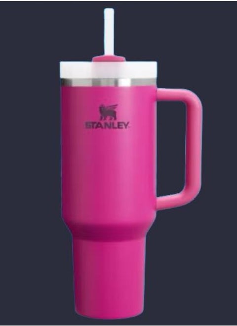H2.0 Tumbler With Handle & Straw 40oz – Vacuum Insulated Stainless Steel Travel Mug With Twist-On 3-Way Lid – Keeps Drinks Hot Or Cold For Hours – Leak-Resistant, BPA-Free Reusable Cup – Fits Most Car Cupholders – Fuchsia Color