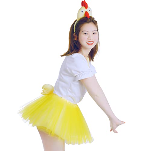 Jmkcoz Chicken 3D Animal Costume 3D Chick Headband Bowtie Tail Tutu Set for Halloween Christmas Cosplay Party - Image 5