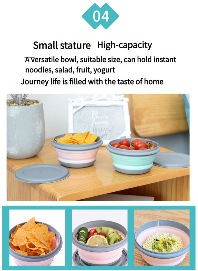 3Pcs Folding Bowl Portable Tableware Telescopic Outdoor Compression Travel Tourism Picnic Supplies Baby Picnic Anti-fall Lunch Box  - Image 3