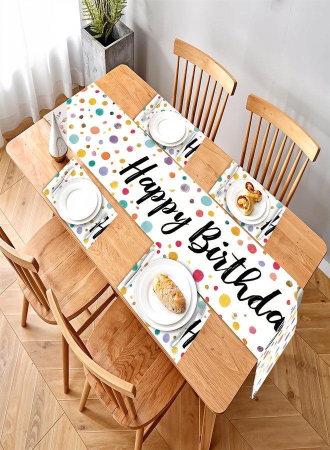 THISFIND Linen Table Runner and Placemats Set, Wrinkle-Resistant Dining Decor - Washable Easy Clean Durable Place mats for Farmhouse/Boho Style Tables - Image 1