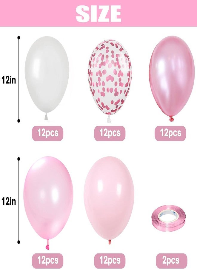 DUILE 60pc Light Pink Balloons Metallic Pink Balloon Pink Latex Ballons and Pear White Balloons for Birthday Baby Shower Princess Party Decorations - Image 2