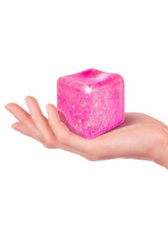 Slow Rise Glitter Squishy Cube - Stress Cube for Adults, Nice Square Cube Fidget Ice Cube Squishy ADHD Fidget Toys for Autism/ADD(Pink)