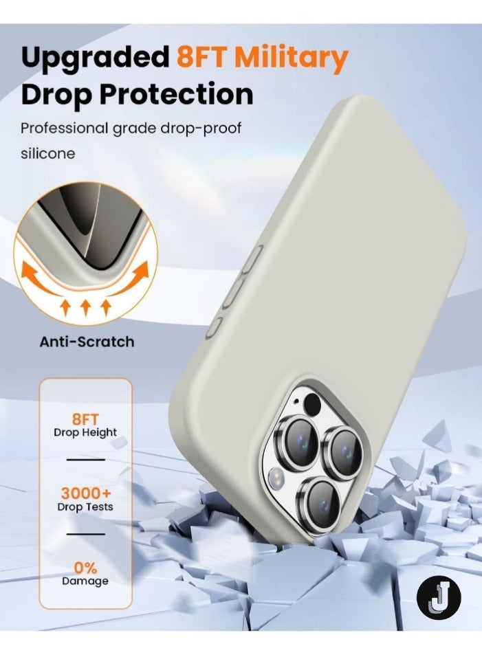 JAJEEK "New Soft Liquid Silicone Gel Case for iPhone 16 Pro Max – Full Body Shockproof Protection, Matte Finish & Soft Microfiber Lining (Stone)" - Image 3