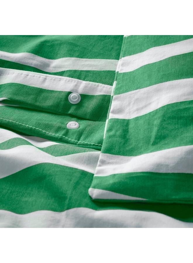 erorex Duvet Cover And Pillowcase, Green/White, 150X200/50X80 Cm - Image 5