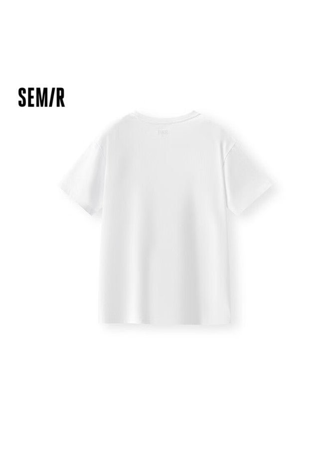 Semir Men's Slim Fit Spring New Pure Cotton Short Sleeve T-shirt Solid Color Inner Wear White T-shirt 109925100101 - Image 2