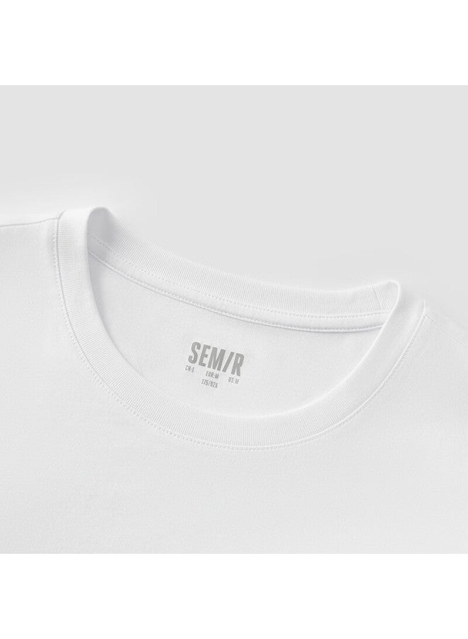 Semir Men's Slim Fit Spring New Pure Cotton Short Sleeve T-shirt Solid Color Inner Wear White T-shirt 109925100101 - Image 4