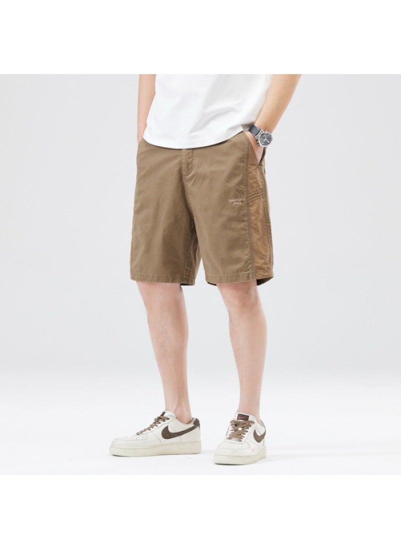 Generic - 2024 Summer New Mens Shorts Trendy American Style Casual Versatile Outdoor Vintage Work Pants Loose Fit Chinese Made Camel - Image 1