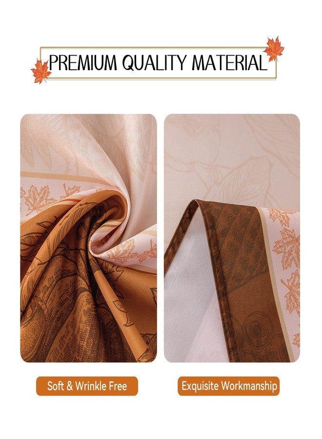 Romanstile Fall Rectangle Tablecloth 60 x 84 Inch, Thanksgiving Autumn Harvest Pumpkin Table Cloth, Stain Resistant Washable Table Cover for Dining, Party, Holiday Decor - Orange and Beige - Image 3