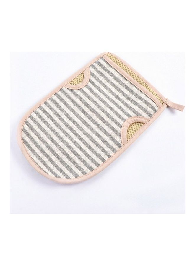 NIBEMINENT 2-Piece Bath Shower Glove Set Beige/White/Grey