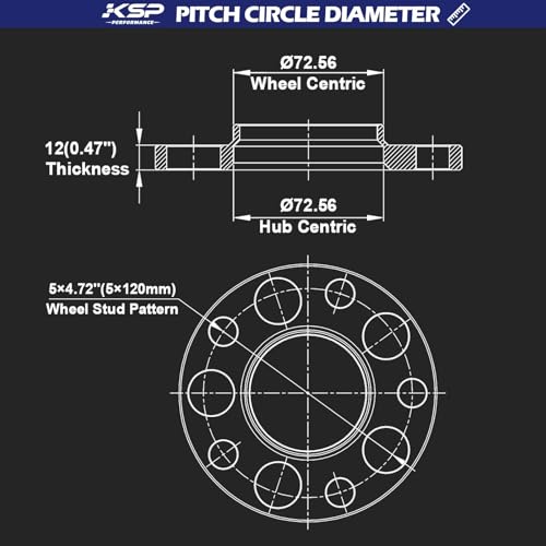 KSP PERFORMANCE KSP 5X120mm Wheel Spacers,12.7mm Hubcentric Forged Tuning Spacer for E36 E46 E90 E92 E60,2pc 1/2"(12.7mm) Aluminum Adapters, 72.56mm Hub Bore for 318i 323i 325i 328i 330i 335i 525i 545i No Lug Bolts - Image 3