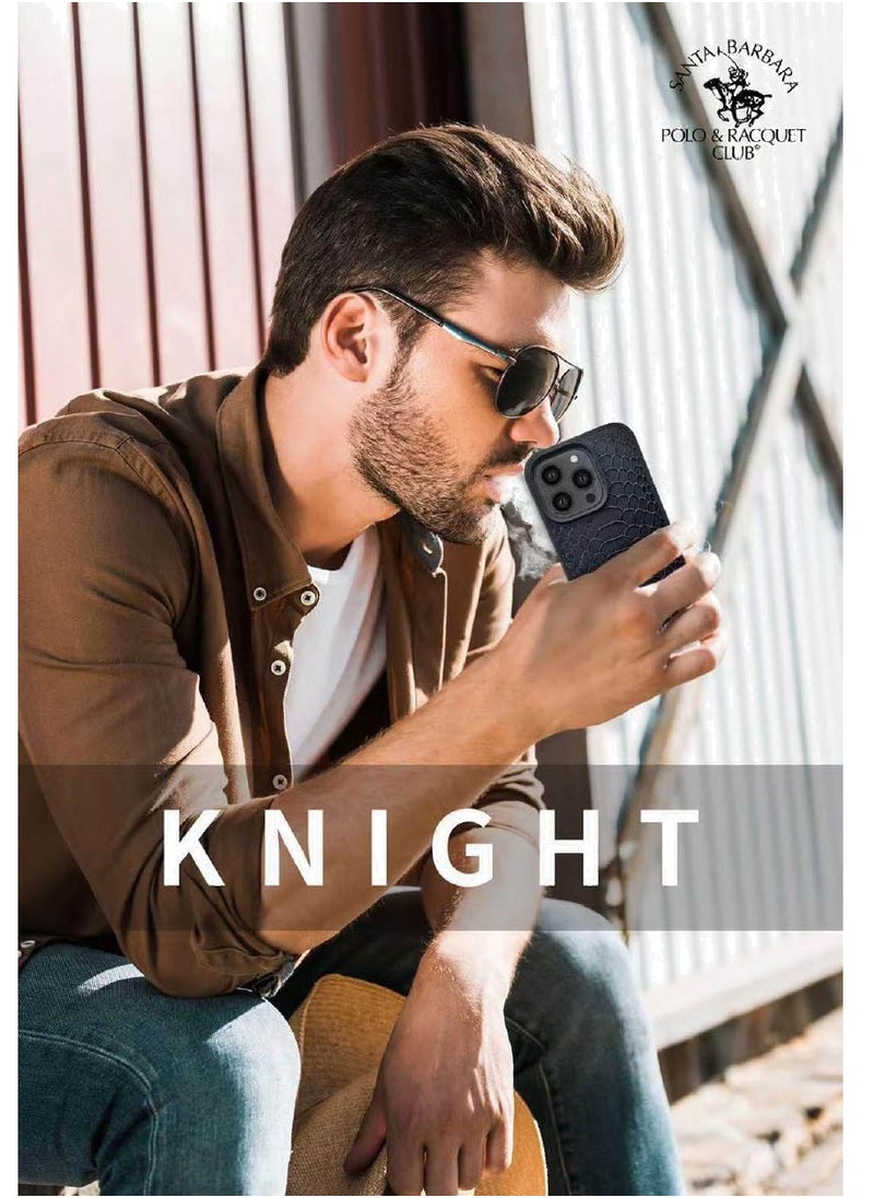 SANTA BARBARA POLO & RACQUET CLUB - Knight Series Classic Business Design for Genuine Leather Phone Back Case Cover for Apple iPhone, Case for iPhone 15 Pro - Black - Image 1