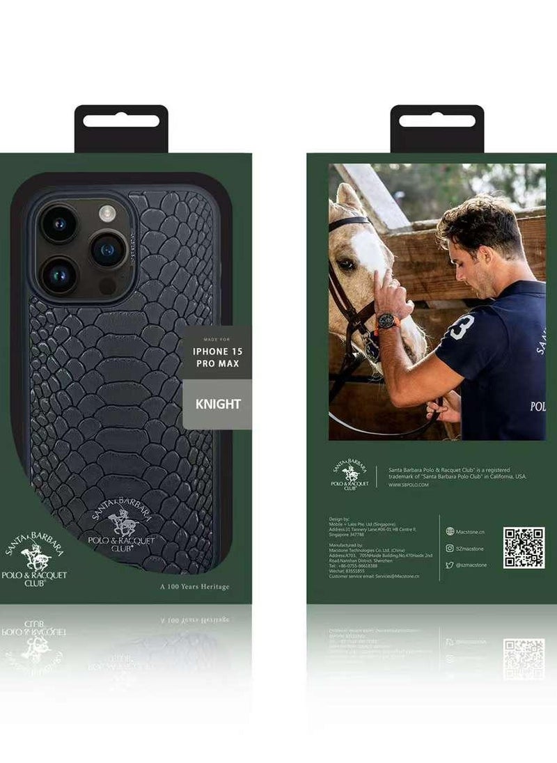 SANTA BARBARA POLO & RACQUET CLUB - Knight Series Classic Business Design for Genuine Leather Phone Back Case Cover for Apple iPhone, Case for iPhone 15 Pro - Black - Image 1