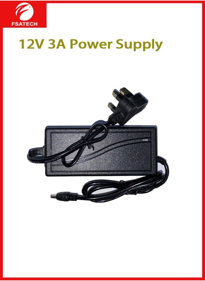 FSATECH 12V 3A 36W AC إلى DC محول محول التيار الكهربائي AC 100V ~ 240V إلى DC 12V 3amp محول مع 5.5x2.1mm DC مخرج جاك لـ 5050 3528 LED قطاع وحدة الضوء، نظام كاميرا CCTV، جهاز التوجيه  - Image 1
