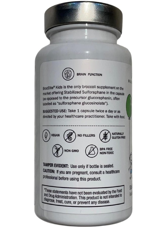 BrocElite - Stabilized Sulforaphane - Vegetable Supplement For Kids - Broccoli Extract - Joint Support And Neuron Supplement For Children - 30 Ct - Image 1