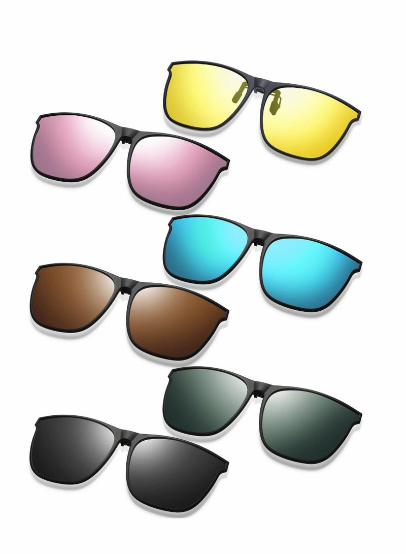 KASTWAVE Sunglasses, 6 Pair Polarized Clip-on Sunglasses Anti-glare TR90 Frame Flip Up Driving Clip-on Glasses for Women and Men, Polarized Glare Reduce, High Definition Vision - Image 1