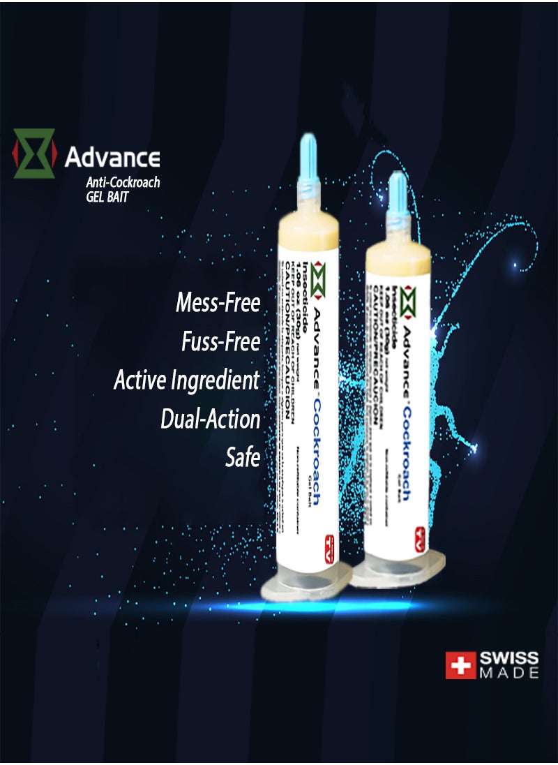 Advance Cockroach Gel Bait, 2Tubes x 30grams, 2 Plunger and 2 Tips, German Cockroach Insect Pest Control, Indoor and Outdoor Use, Cockroach destroyer Gel - pzsku/ZF0C2A270573E62611822Z/45/_/1715582023/8725ca65-39f7-46a8-9ec6-5d0a8fd69d7a