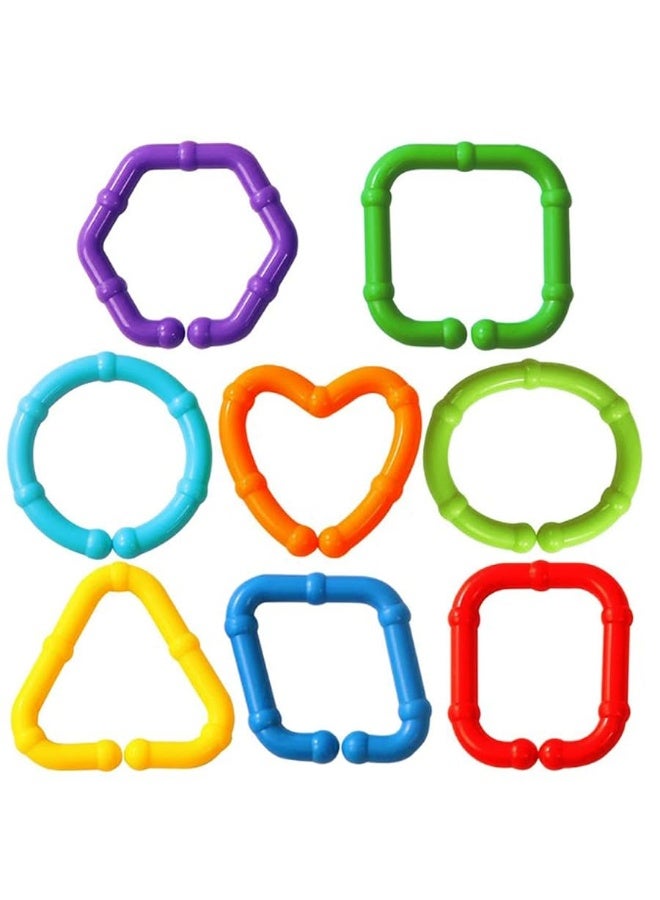 RAINBOW TOYFROG RAINBOW TOYFROG Baby Links Rings - 35 Geometric Linking Chains Ring Toys for Baby - Safe Infant Toys for Teething and Sensory Development - Car Seat & Stroller Toys for Infants & Toddlers  - Image 2
