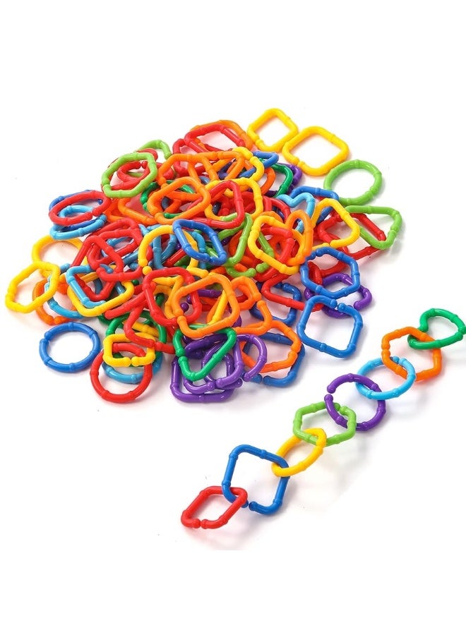 RAINBOW TOYFROG RAINBOW TOYFROG Baby Links Rings - 35 Geometric Linking Chains Ring Toys for Baby - Safe Infant Toys for Teething and Sensory Development - Car Seat & Stroller Toys for Infants & Toddlers  - Image 5