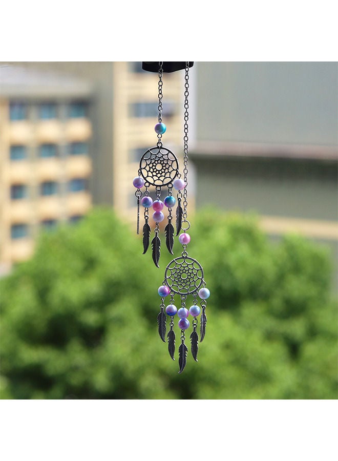 Depend Lucky Dream Catchers Car Interior Rearview Pendant, Feather Dreamcatcher Car Attract Handmade Metal Chain Dream Catcher Pendant with Pearls for Hanging Decoration - Image 2
