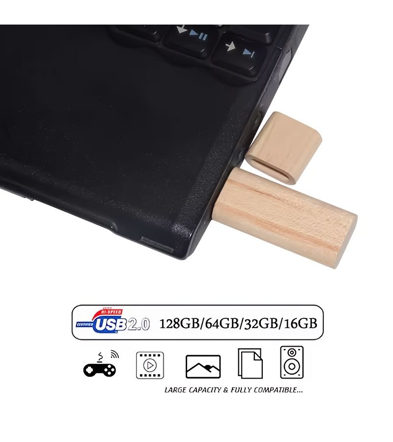 فلاشة USB من الخيزران المكربن 8 جيجابايت مجموعة هدايا راقية للتخزين - Image 3