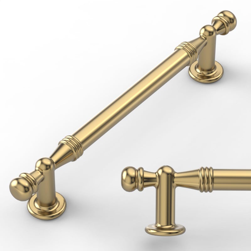 Amerdeco 10 Pack Champagne Bronze Cabinet Pulls 5 Inch128mm Hole Center Drawer Pulls Cabinet Hardware Kitchen Cabinet Handles for Bathroom ZH0083 - Image 2