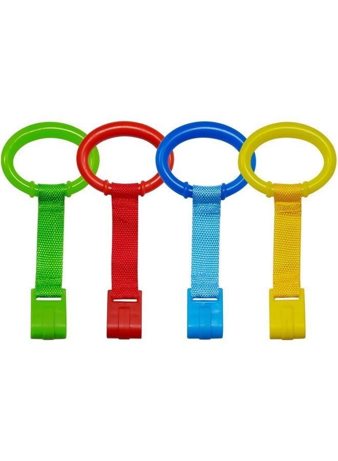 yuntop 4 Pcs 4 Colors Plastic Baby Crib Pull Rings Kids Walking Exercises Assistant Stand Up Rings Baby Cot Hanging Rings For Infant Baby Toddler Practice Tool  - Image 2