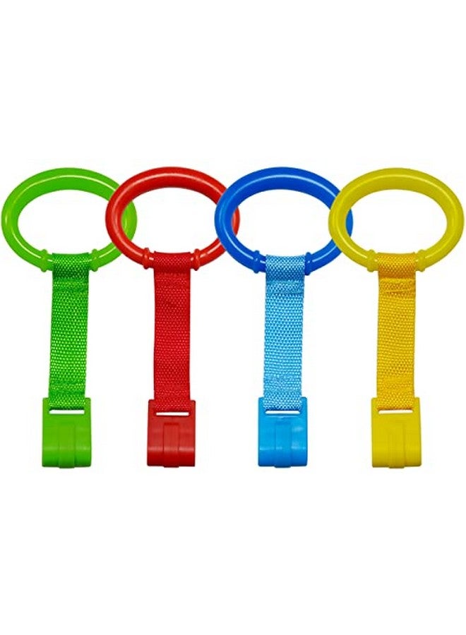 yuntop 4 Pcs 4 Colors Plastic Baby Crib Pull Rings Kids Walking Exercises Assistant Stand Up Rings Baby Cot Hanging Rings For Infant Baby Toddler Practice Tool  - Image 1