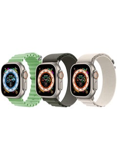 Silicone Ocean Trail Nylon G-hook Loop Buckle Strap for Apple Watch Ultra 8 49mm Set of 3