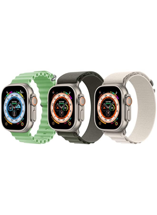 IAF - Silicone Ocean Trail Nylon G-hook Loop Buckle Strap for Apple Watch Ultra 8 49mm Set of 3 - Image 1