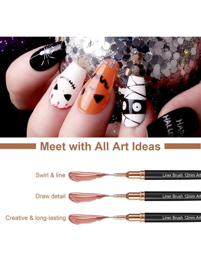Artdone Metallic Nail Art Pens, Liner Brushes Set, 5PCS Black Color Nail Tools For Long Lines, Thin Details, Fine Drawing, Liner Brush UV Gel Polish Painting Nail Design Sizes 5/8/12/20/25mm - Image 5