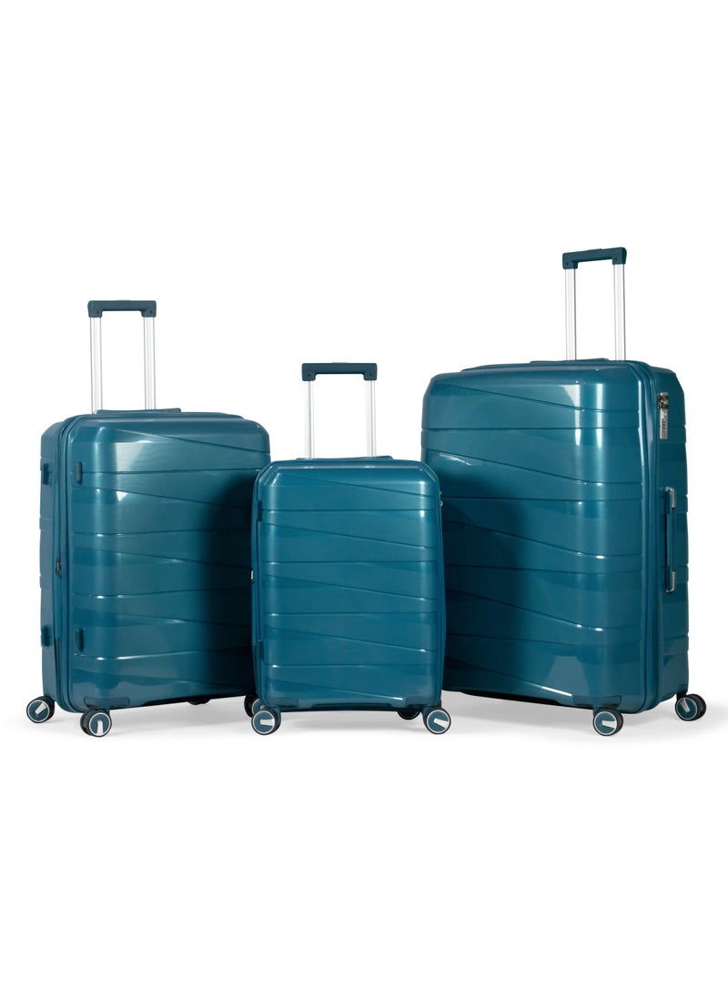 MUSSELZ MORTIZ - Comlpete Luggage Set 3 Piece -UNBREAKABLE PP(Petroleum)  - Image 1