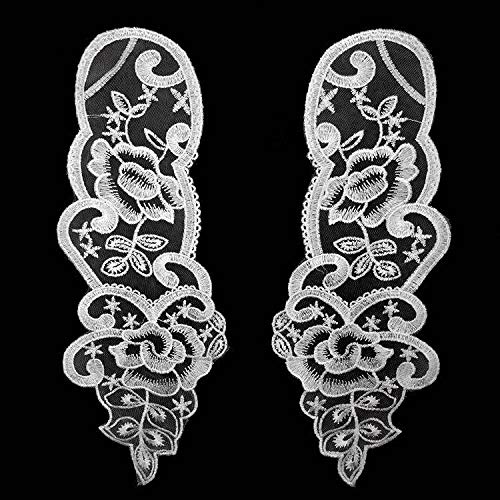 YinQin 1 Set / 4 Pcs Embroidered Mesh Bottom Applique Collar Embroidered Chest Applique, Front/Rear Collar, Sleeve Lace Applique(Color 4) - Image 4