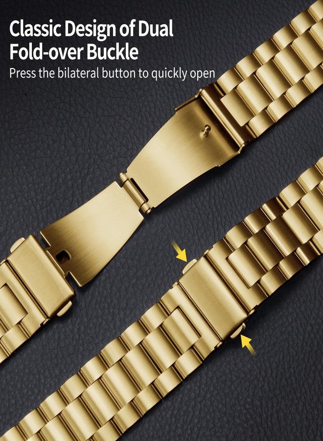 BINLUN Compatible with Apple Watch Band 45mm 44mm 42mm Matte Stainless Steel Gold Metal Watch Strap with Polished Finish TPU Watch Case Compatible with iWatch Bands Series 9/8/7/SE2/SE/6/5/4/3/2/1 - Image 3