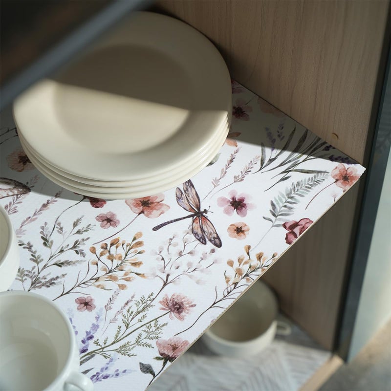 Amiitay Floral Shelf and Drawer Liner for Kitchen Cabinets,16IN x 10FT Non-Adhesive and Strong Non-Slip Cabinet Drawer Liners for Kitchen Shelf, Waterproof Cupboard Liners,Easy to Clean - Image 3