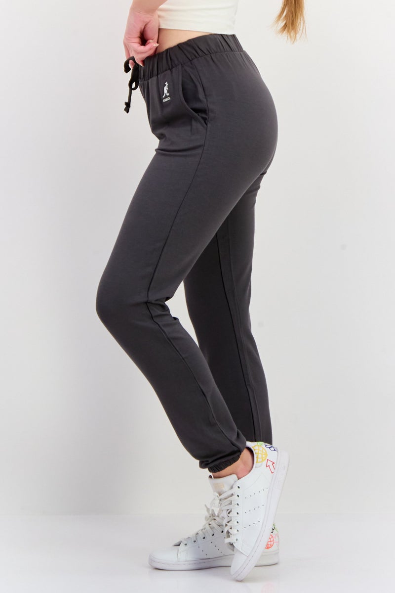 KANGOL Women Regular Fit Brand Logo Jogger Pants, Grey - Image 4