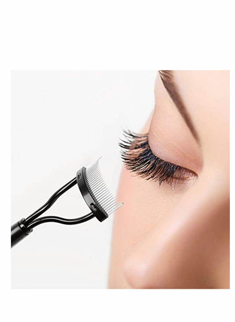 Excefore - Eyelash Comb Curler Eyebrow Brush Eyelash Separator Mascara Applicator Eyelash Definer With Comb Cover Arc Designed Cosmetic Brushes Tool Black - Image 1