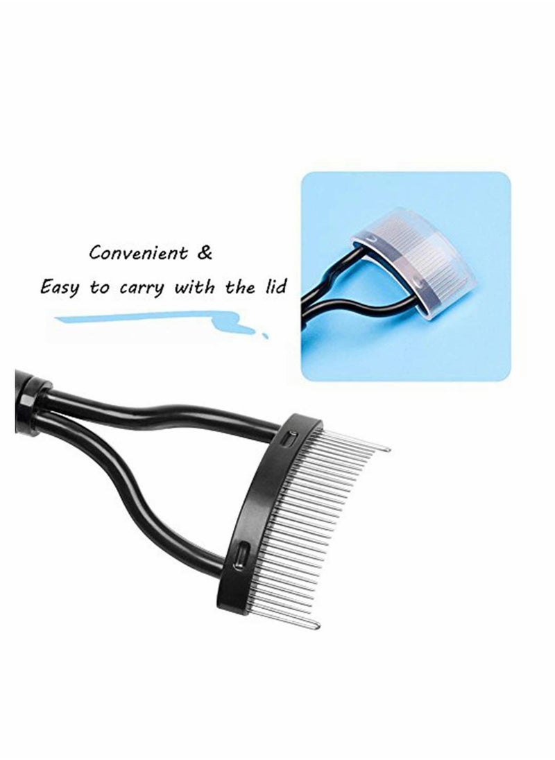Excefore - Eyelash Comb Curler Eyebrow Brush Eyelash Separator Mascara Applicator Eyelash Definer With Comb Cover Arc Designed Cosmetic Brushes Tool Black - Image 1