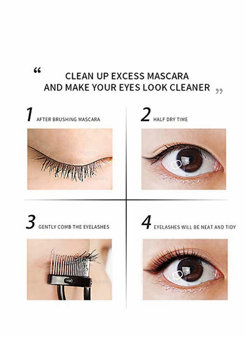 Excefore - Eyelash Comb Curler Eyebrow Brush Eyelash Separator Mascara Applicator Eyelash Definer With Comb Cover Arc Designed Cosmetic Brushes Tool Black - Image 1