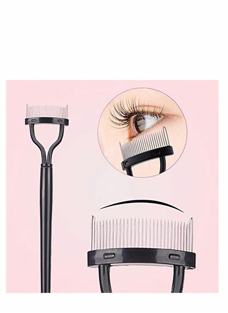 Excefore - Eyelash Comb Curler Eyebrow Brush Eyelash Separator Mascara Applicator Eyelash Definer With Comb Cover Arc Designed Cosmetic Brushes Tool Black - Image 1