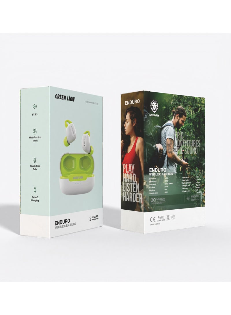 GREEN LION Enduro Wireless Earbuds - White - Image 2