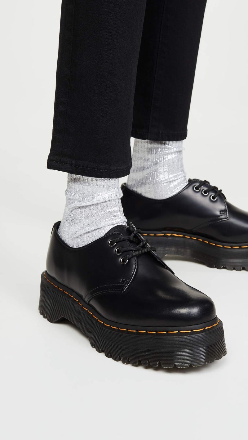 Dr Martens Dr. Martens Unisex 1461 Quad Leather Platform Shoes, Black Polished Smooth, 5 US Women/4 US Men - Image 3