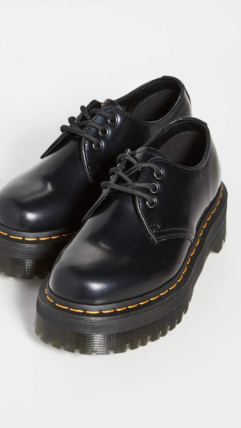 Dr Martens Dr. Martens Unisex 1461 Quad Leather Platform Shoes, Black Polished Smooth, 5 US Women/4 US Men - Image 4
