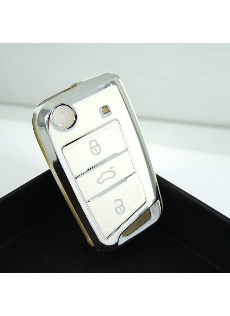 Volkswagen Seat Skoda Mqb Flip White-Silver Car Key Remote Case Cover Car Keychain - pzsku/ZF0C314D489579217946BZ/45/_/1730535663/a5d20199-d814-477b-a386-2f3df4bc32f6