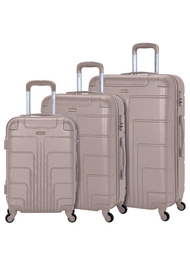 SENATOR Hard Case Travel Bag Trolley Luggage Set of 3 ABS Lightweight Suitcase with 4 Spinner Wheels A1012 Khaki - Image 1