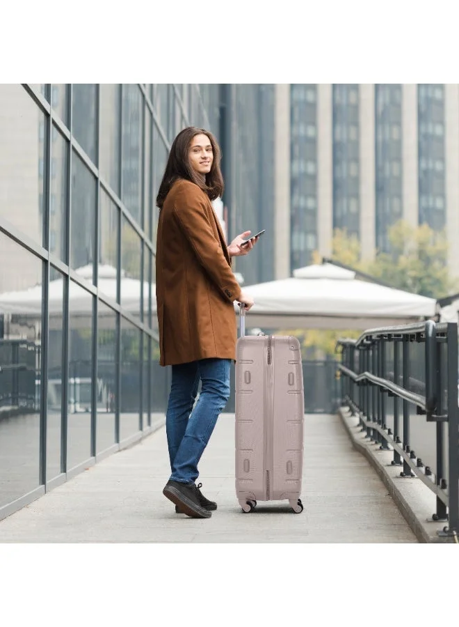 Senator Khaki Hard Case Travel Bag Trolley Luggage Set of 3 ABS Lightweight Suitcase with 4 Spinner Wheels A1012 Khaki  | Best Price UAE